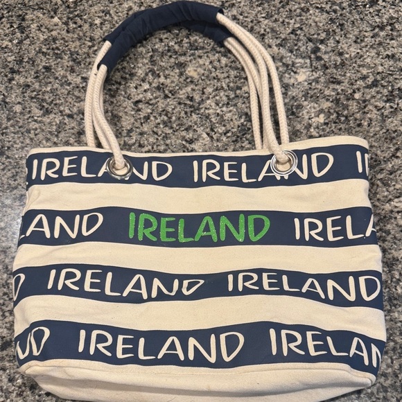 Made in Ireland Handbags - Ireland Canvas Tote Bag - Cream and Navy